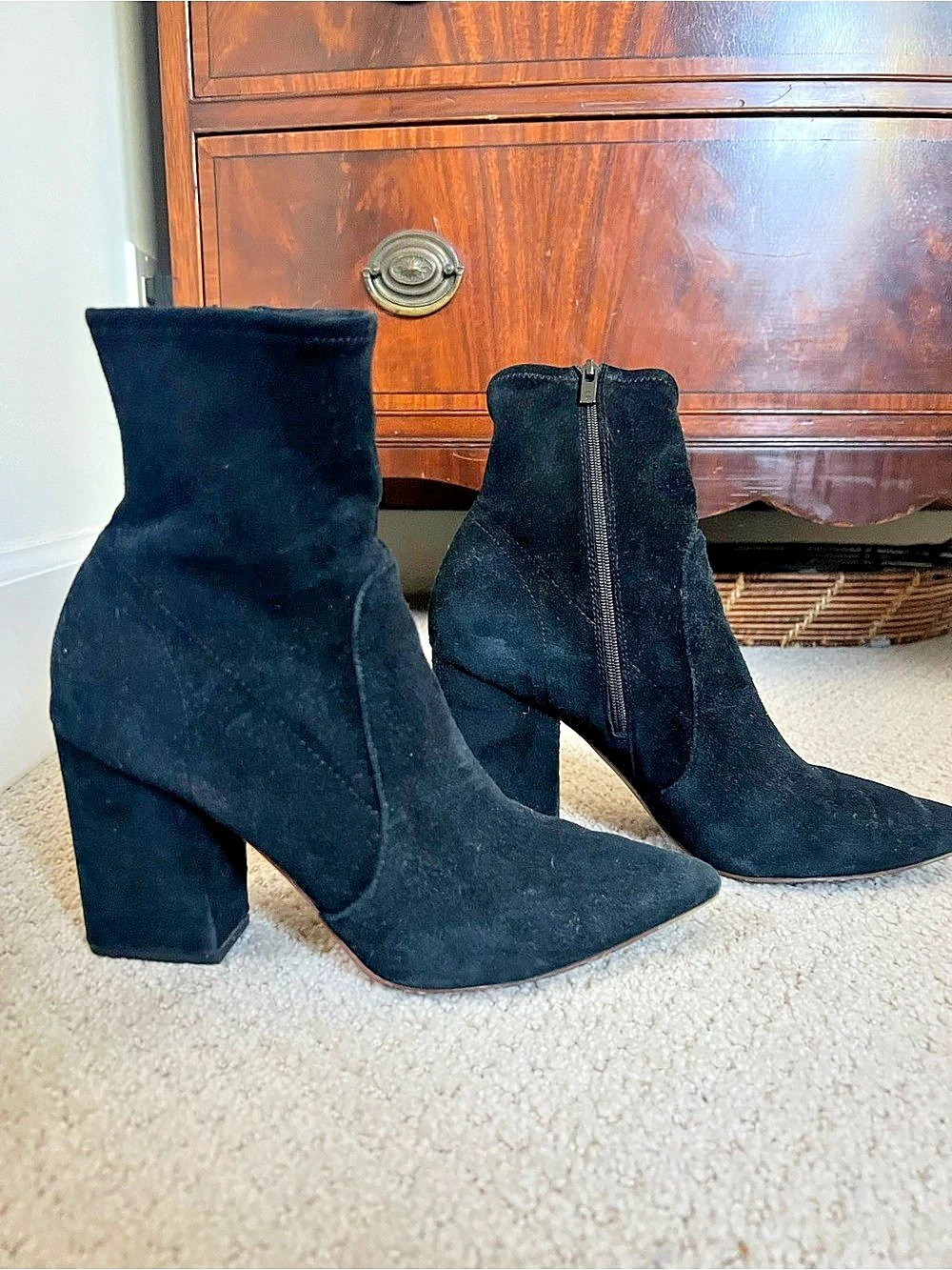 Suede Loeffler Randall Pointed-Toe Heeled Ankle Boots